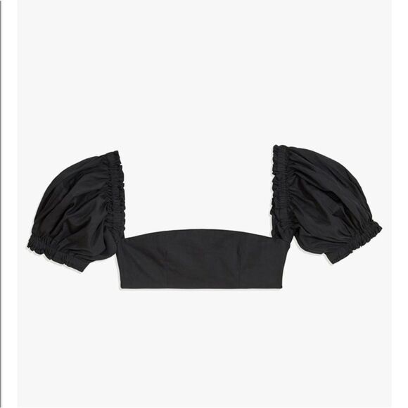 WeWoreWhat x Onia Coco Puff-Sleeve Crop Top Cropped Shirt Black Size Medium - Picture 7 of 14